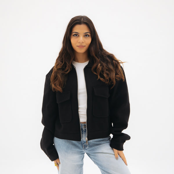 Soft cropped jacket - Black