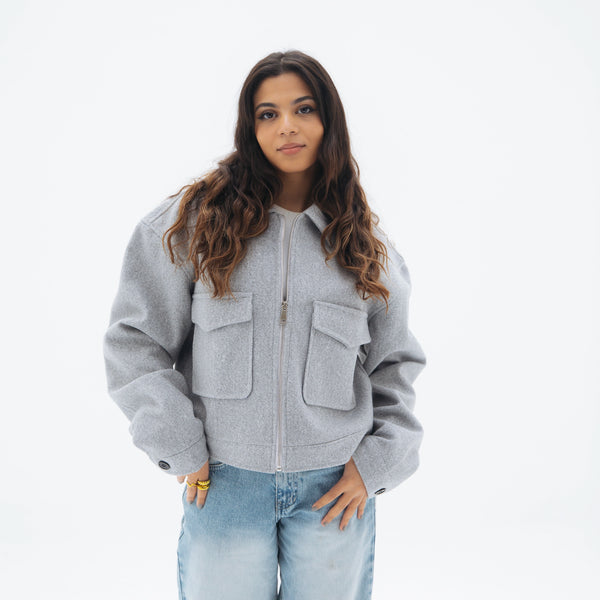 Soft cropped jacket - Light grey